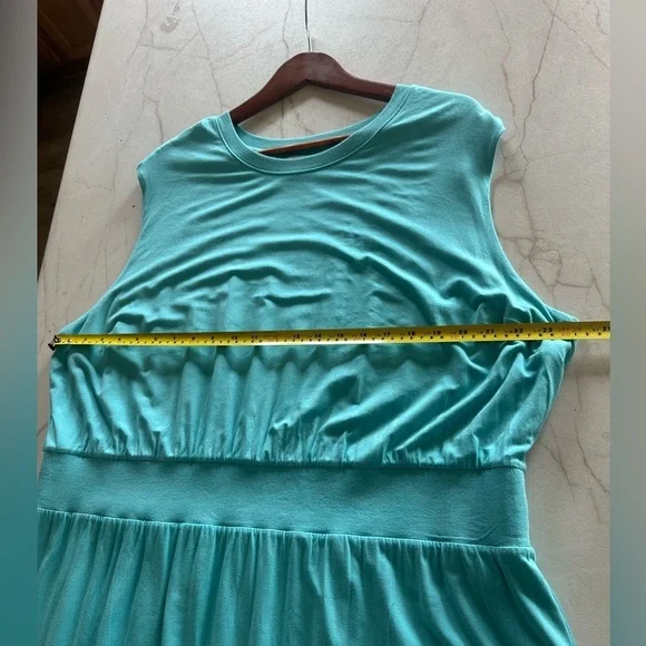 Athleta Teal Blue Santorini Cinch Sleeveless Midi Dress Robe Women's Size 2X​​ - Picture 9 of 12